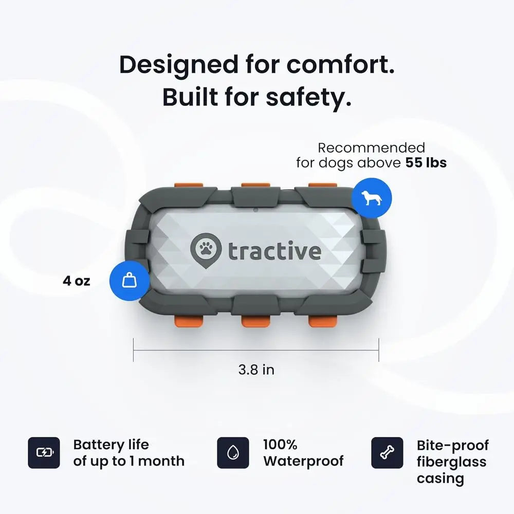 XL Smart GPS Dog Tracker with Virtual Fence, Health Monitoring, and 1-Month Battery by PetZync