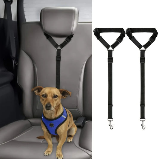 2-Pack Adjustable Dog Car Seat Belt Leashes with 360° Swivel Clip by PetZync