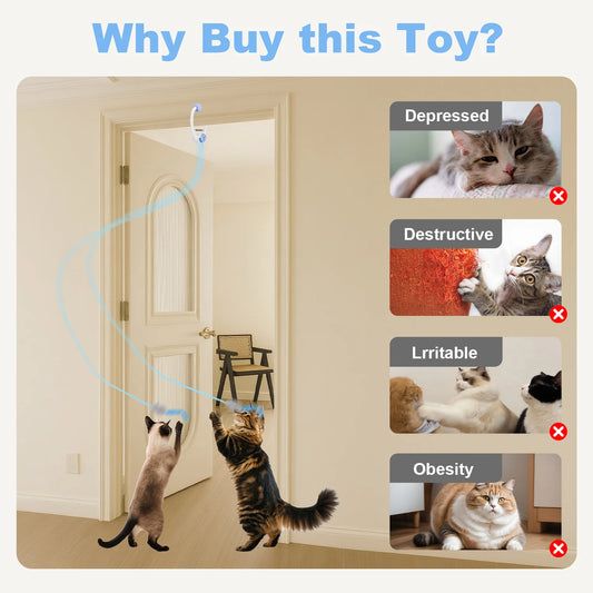 Rechargeable Door-Hanging Interactive Cat Toy with Plush Mice by PetZync