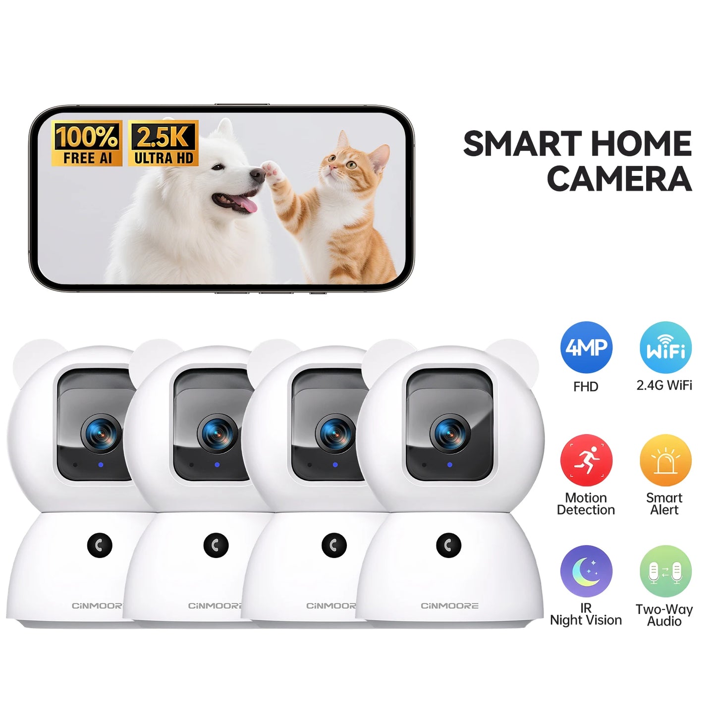 2.5K WiFi Pet Monitoring Camera with 360° View and 2-Way Audio by PetZync