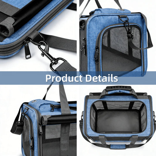 Airline-Approved Foldable Pet Carrier with Privacy Cover for Cats and Small Dogs by PetZync