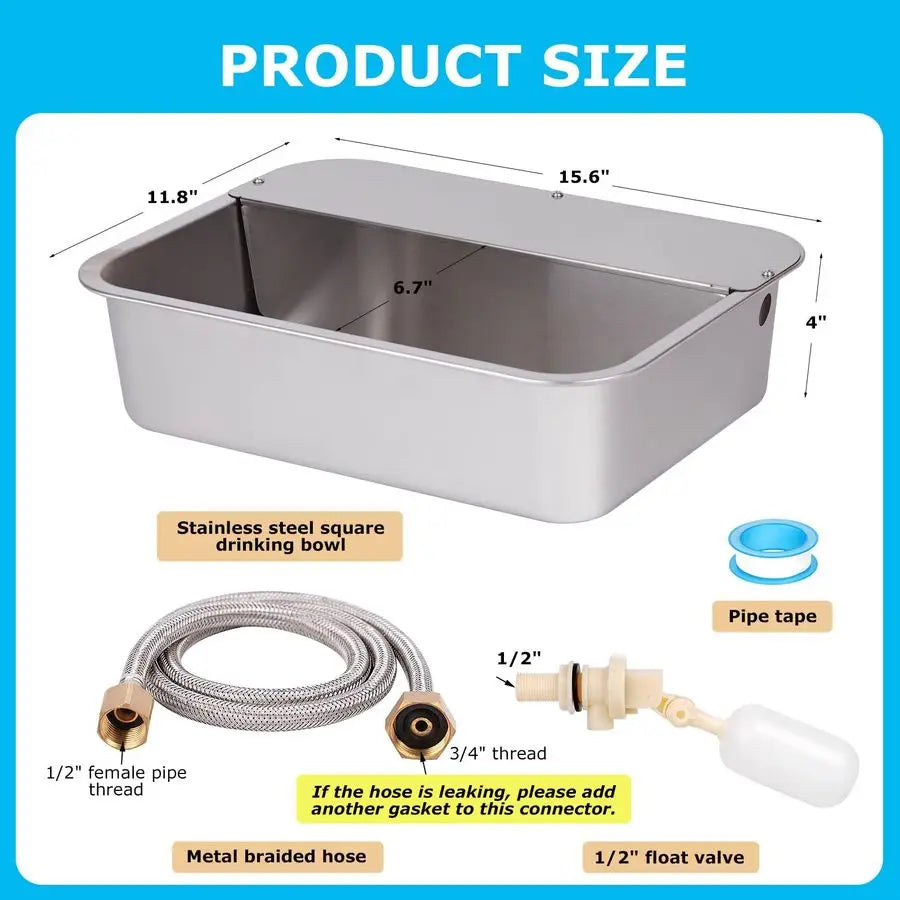 3-Gallon Automatic Stainless Steel Pet Water Bowl with Float Valve by PetZync