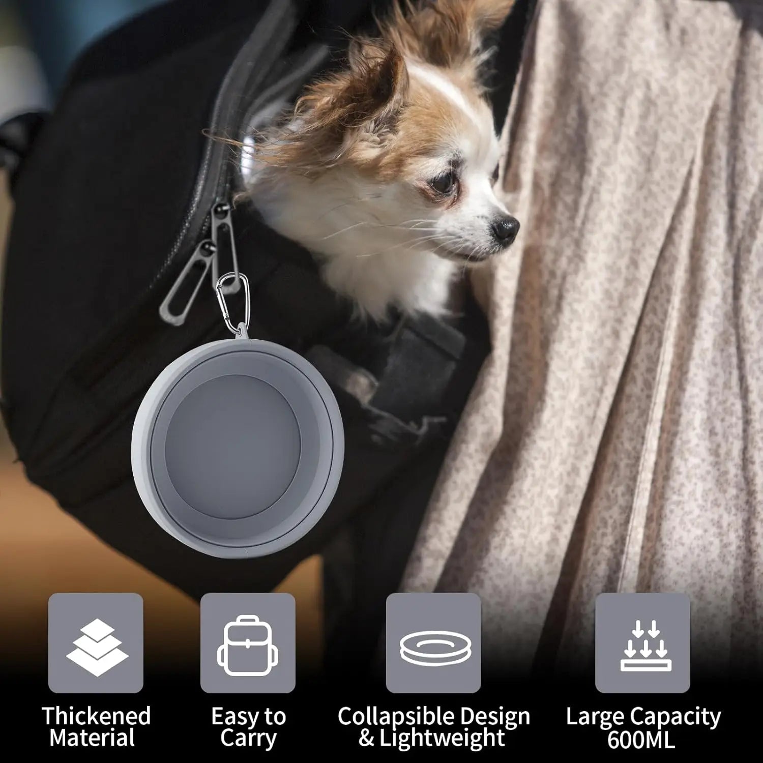 Collapsible No-Spill Pet Travel Water Bowl for Cars by PetZync