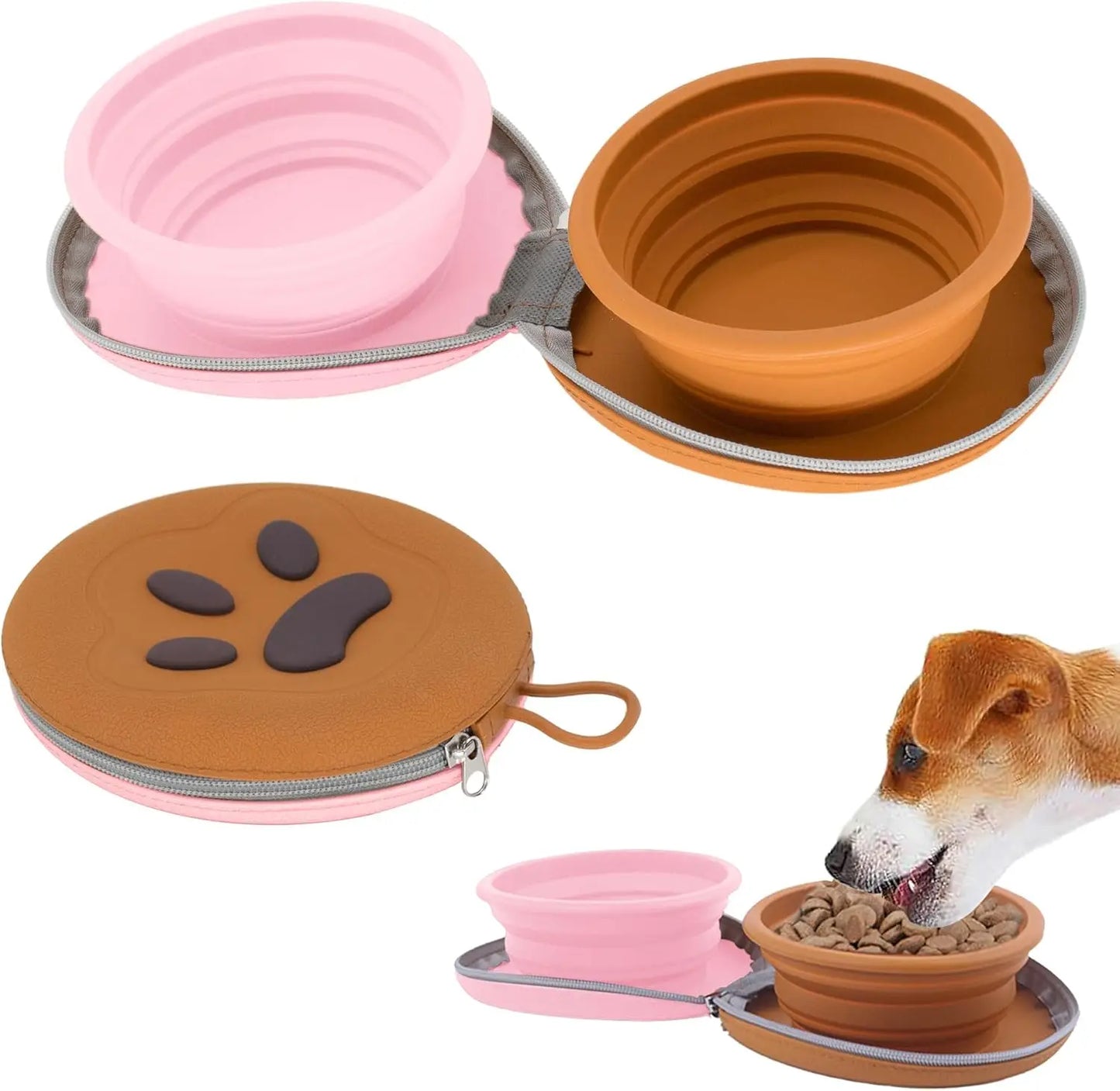 2-in-1 Collapsible Pet Travel Bowl for Food and Water by PetZync