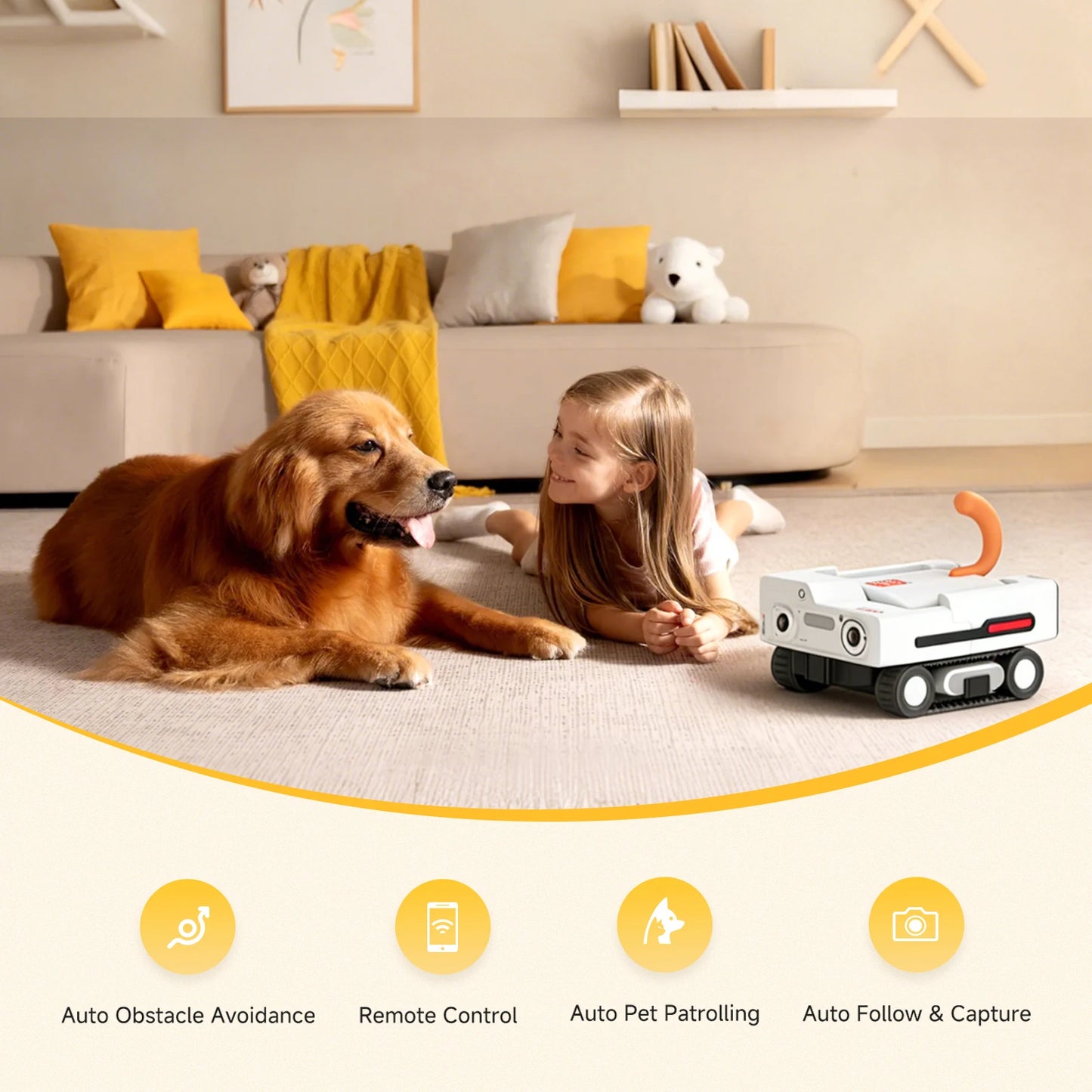 2K Smart Pet Camera Rover with Auto Tracking & Two-Way Talk