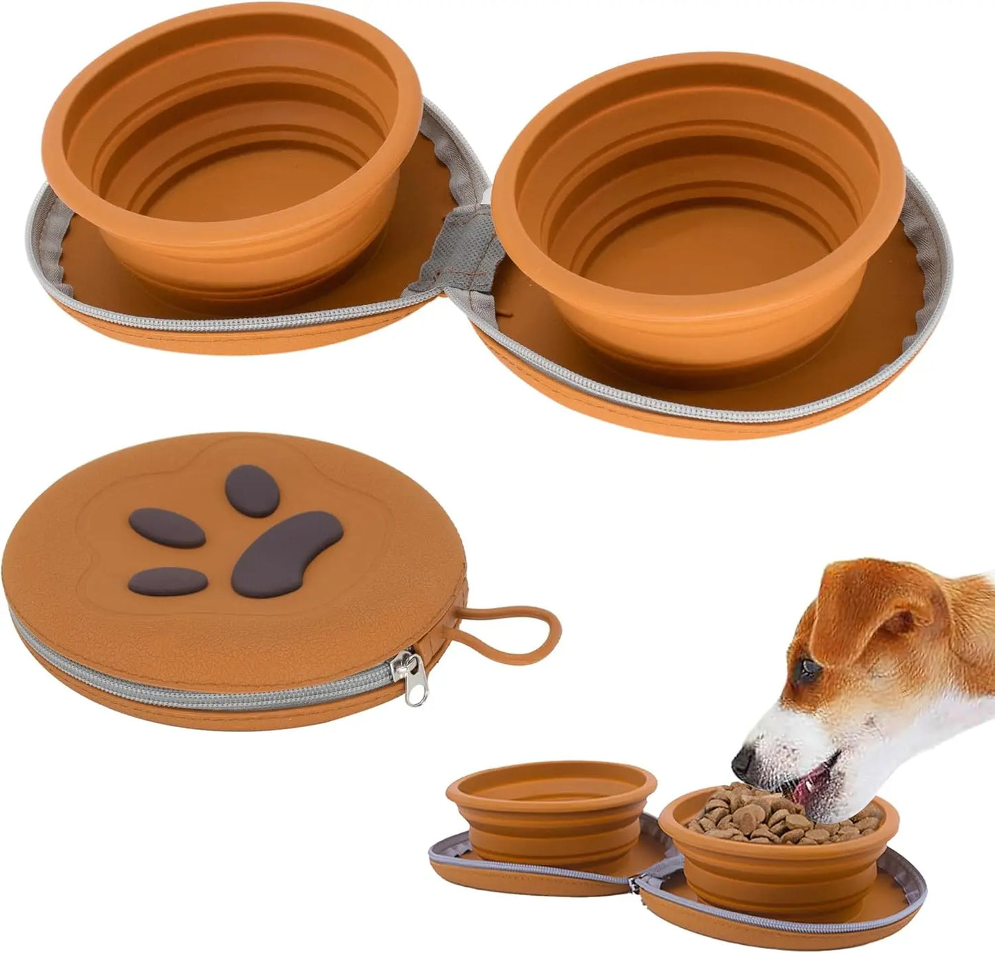 2-in-1 Collapsible Pet Travel Bowl for Food and Water by PetZync