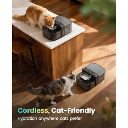 Wireless Filterless Cat Water Fountain with Stainless Steel Bowl, 3.5L by PetZync