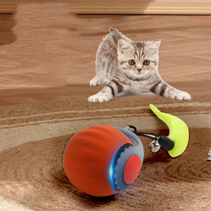 Rechargeable Interactive Rolling Cat Toy Ball with Teaser Tail by PetZync