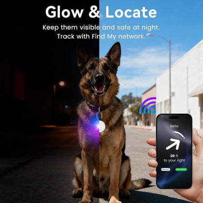 2-in-1 iOS Dog Tracker Light with LED Safety Modes, No Monthly Fee by PetZync