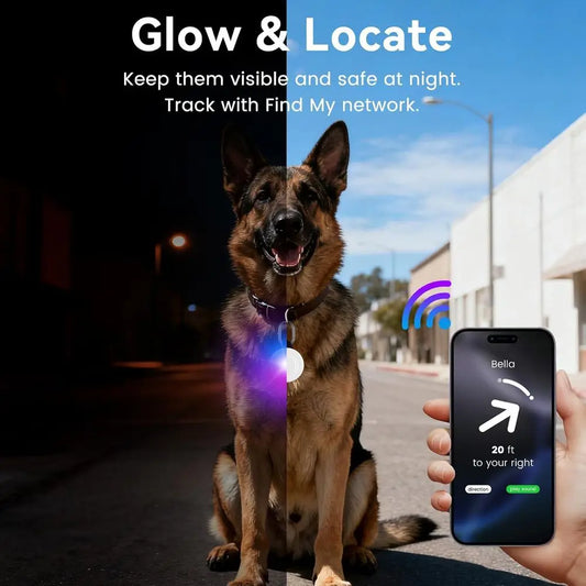 2-in-1 iOS Dog Tracker Light with LED Safety Modes, No Monthly Fee by PetZync