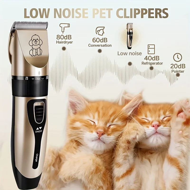 USB Rechargeable Low-Noise Pet Grooming Clipper Kit with Ceramic Blade by PetZync