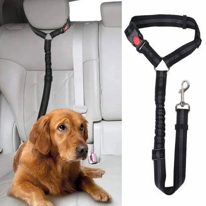 2-in-1 Adjustable Reflective Dog Car Seat Belt with Headrest Restraint by PetZync