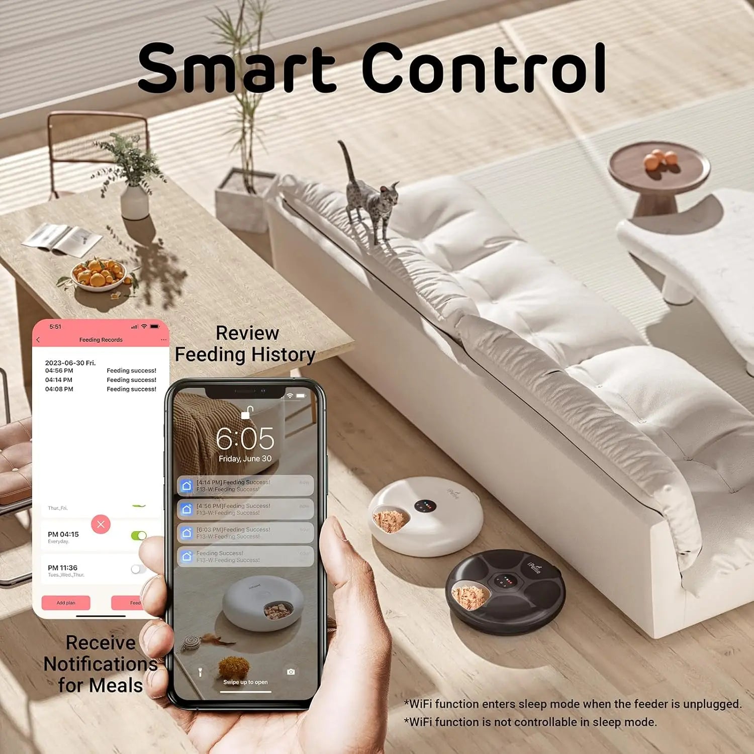 Smart WiFi Wet & Dry Pet Feeder with App Control and Ice Packs by PetZync