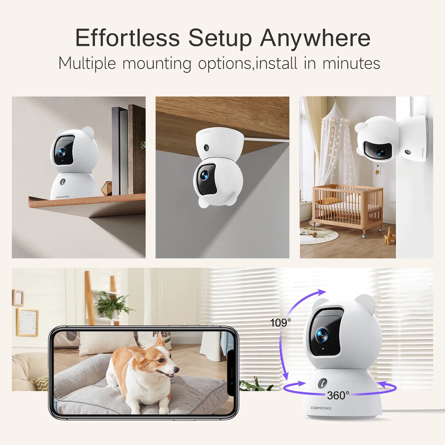2.5K WiFi Pet Monitoring Camera with 360° View and 2-Way Audio by PetZync