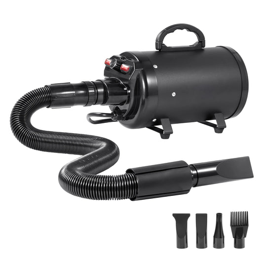 High-Velocity Pet Blow Dryer with Adjustable Speed, Temperature Control and 4 Nozzles by PetZync