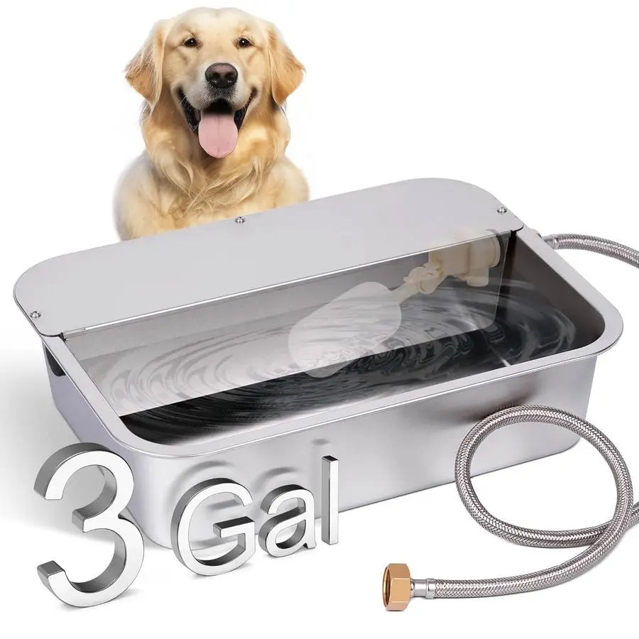 3-Gallon Automatic Stainless Steel Pet Water Bowl with Float Valve by PetZync