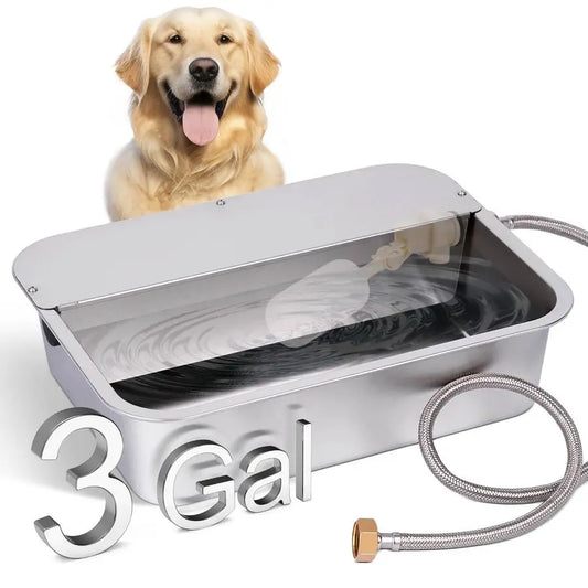 3-Gallon Automatic Stainless Steel Pet Water Bowl with Float Valve by PetZync