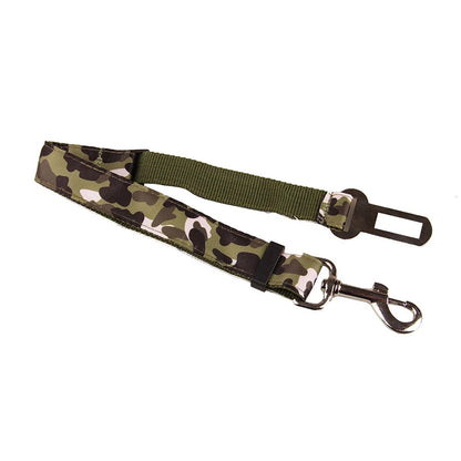 Adjustable Camouflage Denim Dog Car Safety Seat Belt Leash by PetZync
