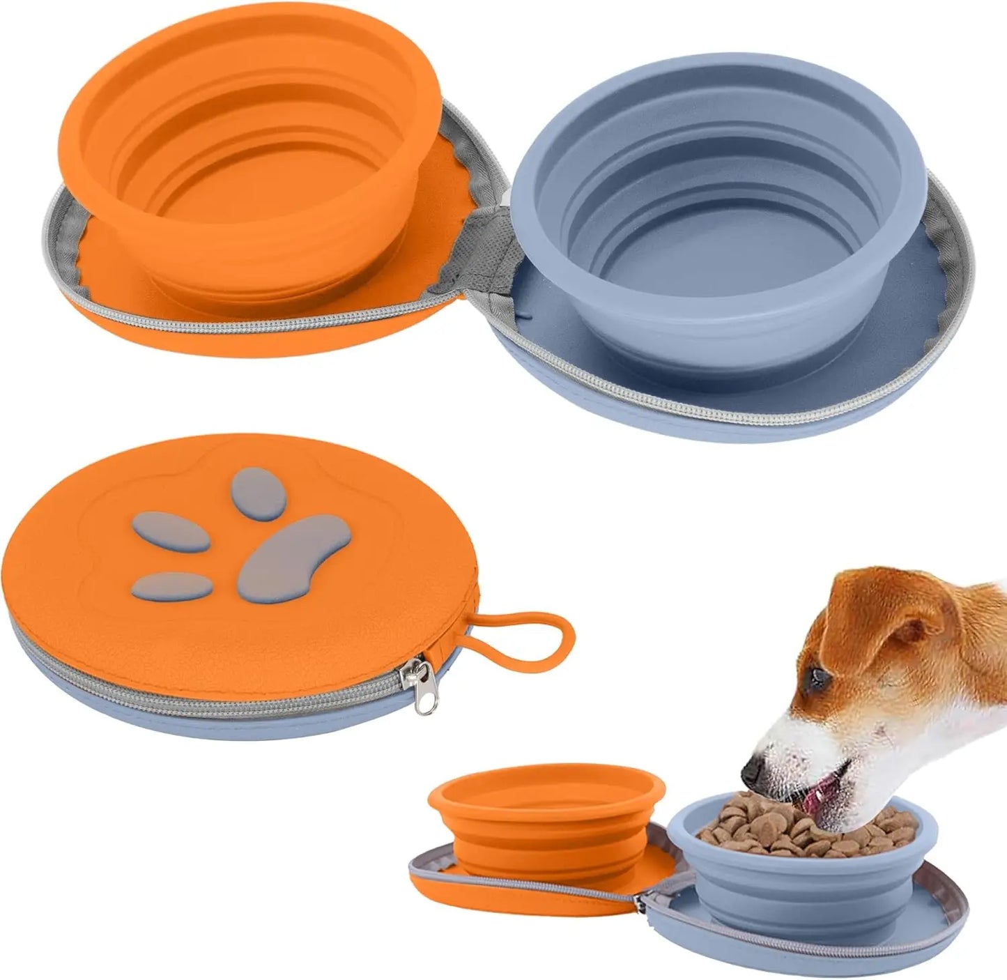 2-in-1 Collapsible Pet Travel Bowl for Food and Water by PetZync