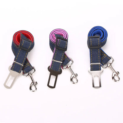 Adjustable Camouflage Denim Dog Car Safety Seat Belt Leash by PetZync