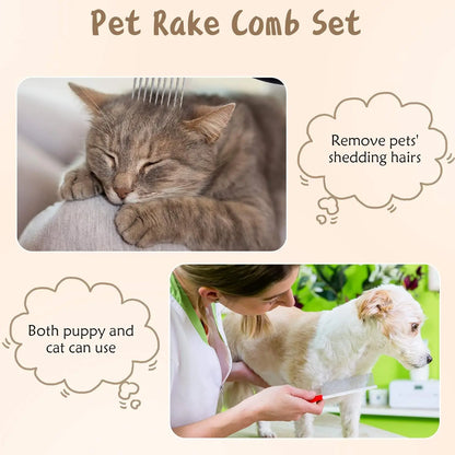 4-Piece Pet Grooming Kit with Dematting Combs, Slicker Brush and Steel Comb by PetZync