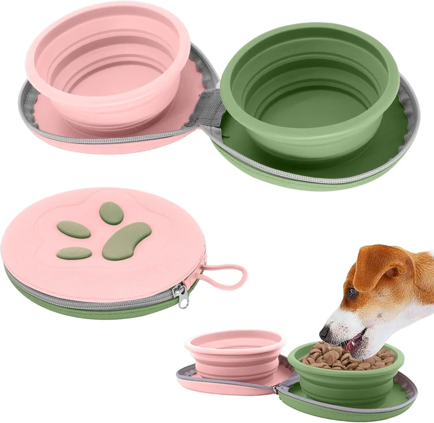2-in-1 Collapsible Pet Travel Bowl for Food and Water by PetZync