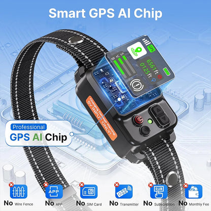 GPS Wireless Dog Fence Collar with Adjustable Boundary Range by PetZync