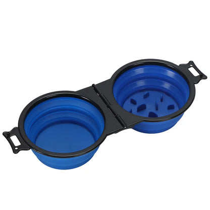 2-in-1 Collapsible Dual Pet Travel Bowl for Food and Water by PetZync