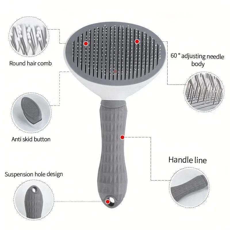 One-Click Self-Cleaning Slicker Brush for Dogs and Cats by PetZync