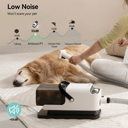 3-in-1 Pet Grooming Vacuum and Dryer Kit with Clipper, 15KPA Suction and 5 Tools by PetZync