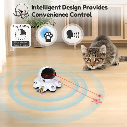 2-in-1 Interactive Automatic Cat Laser Toy with Feather Whack-a-Mole by PetZync