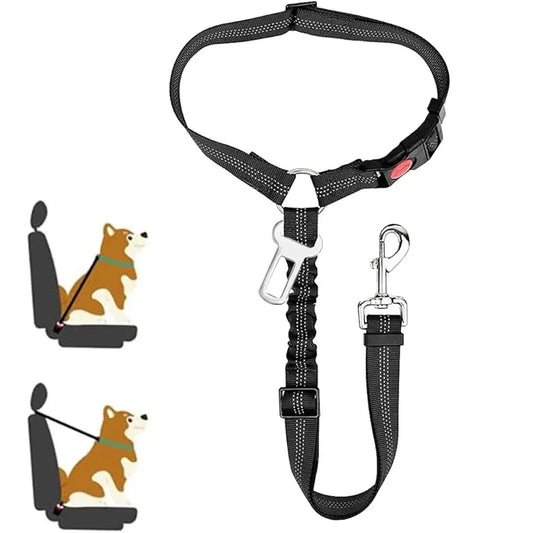 2-in-1 Adjustable Reflective Dog Car Seat Belt with Headrest Restraint by PetZync