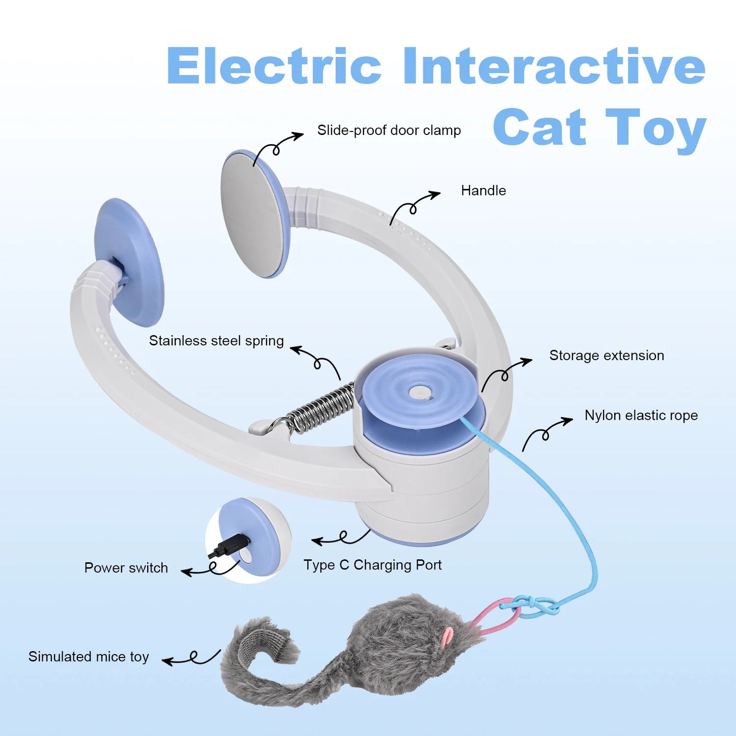 Rechargeable Door-Hanging Interactive Cat Toy with Plush Mice by PetZync