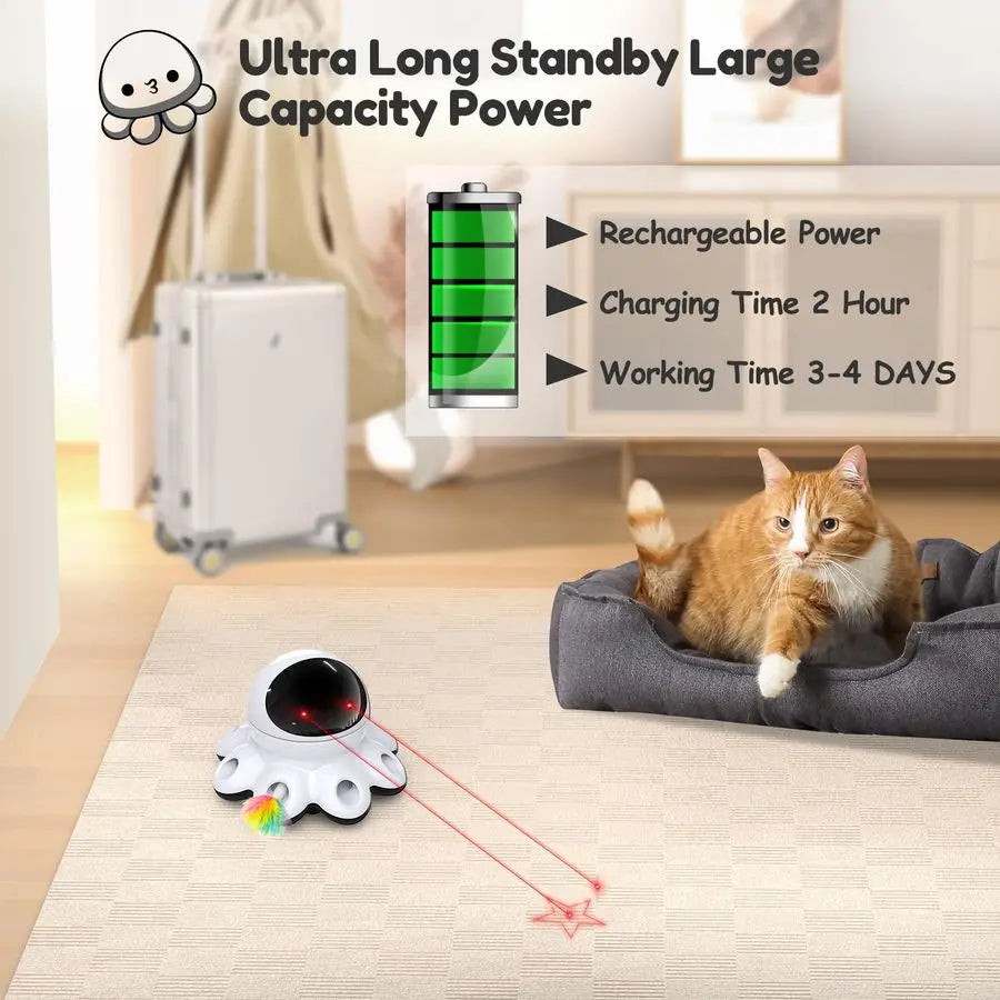 2-in-1 Interactive Automatic Cat Laser Toy with Feather Whack-a-Mole by PetZync