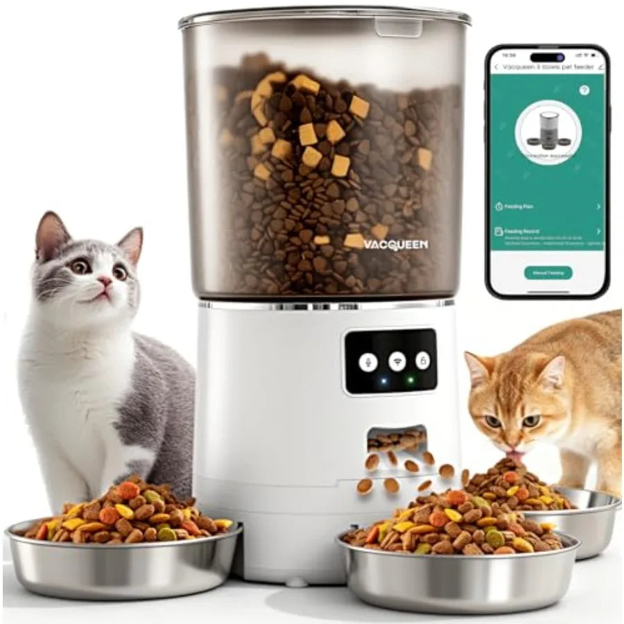 Smart WiFi Automatic Cat Feeder for 3 Cats, 6L Capacity by PetZync