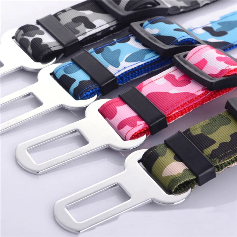 Adjustable Camouflage Denim Dog Car Safety Seat Belt Leash by PetZync