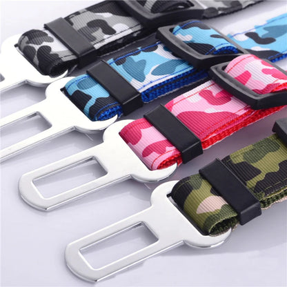 Adjustable Camouflage Denim Dog Car Safety Seat Belt Leash by PetZync
