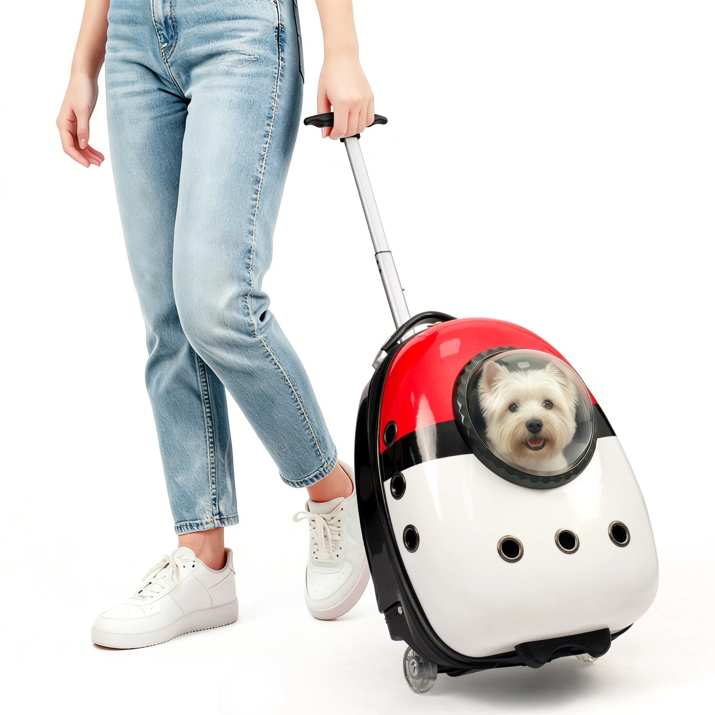 2-in-1 Breathable Pet Carrier Backpack and Suitcase for Cats and Small Dogs by PetZync