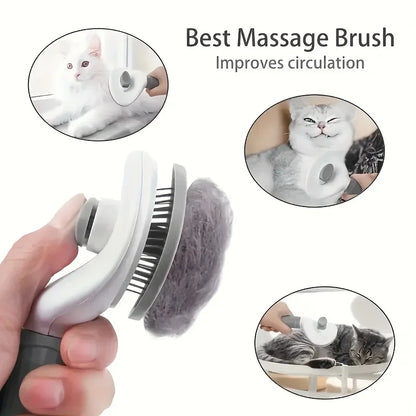 One-Click Self-Cleaning Slicker Brush for Dogs and Cats by PetZync