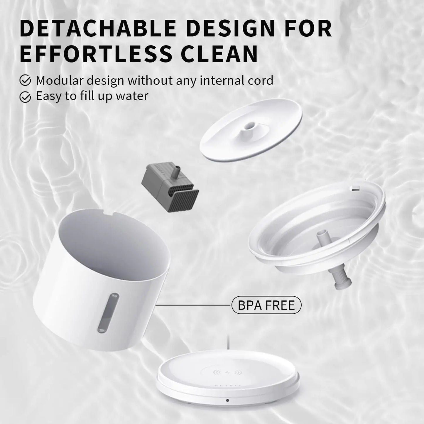 App-Controlled Pet Water Fountain with 3 Modes and Water Level Window by PetZync