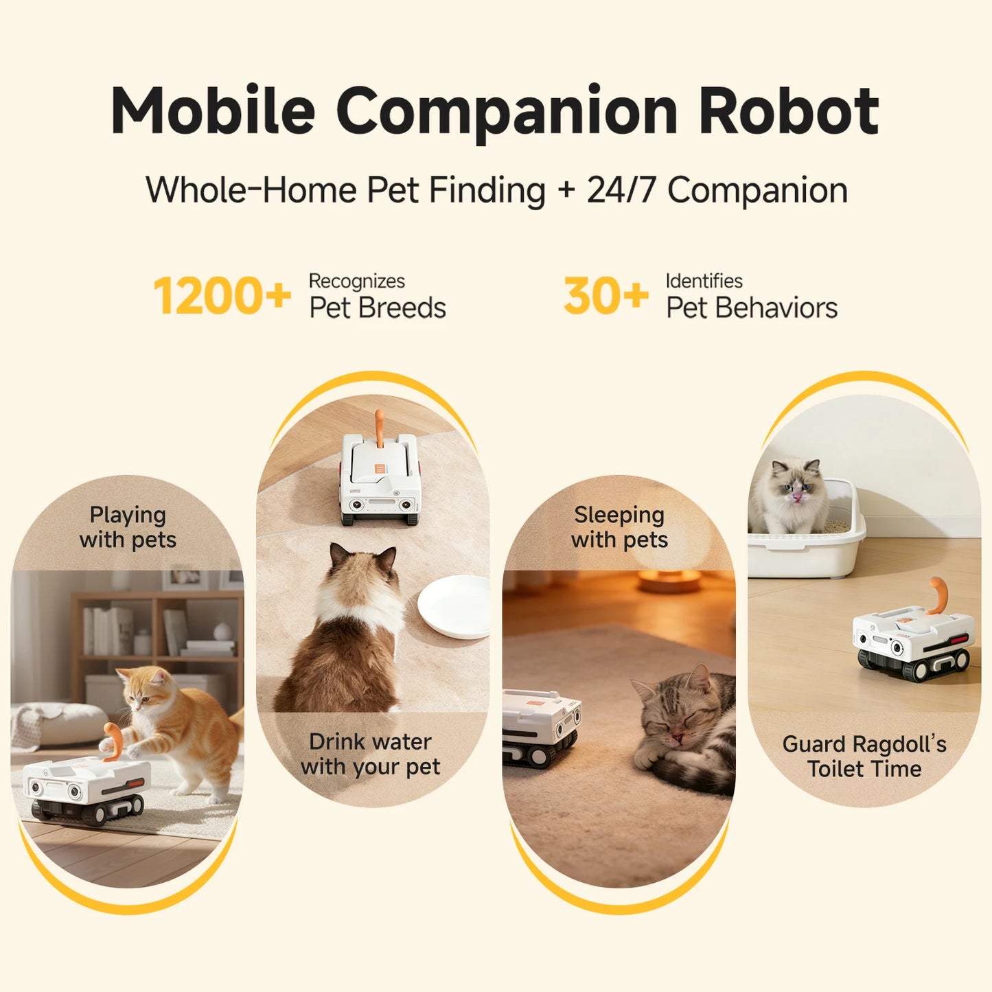 2K Smart Pet Camera Rover with Auto Tracking & Two-Way Talk