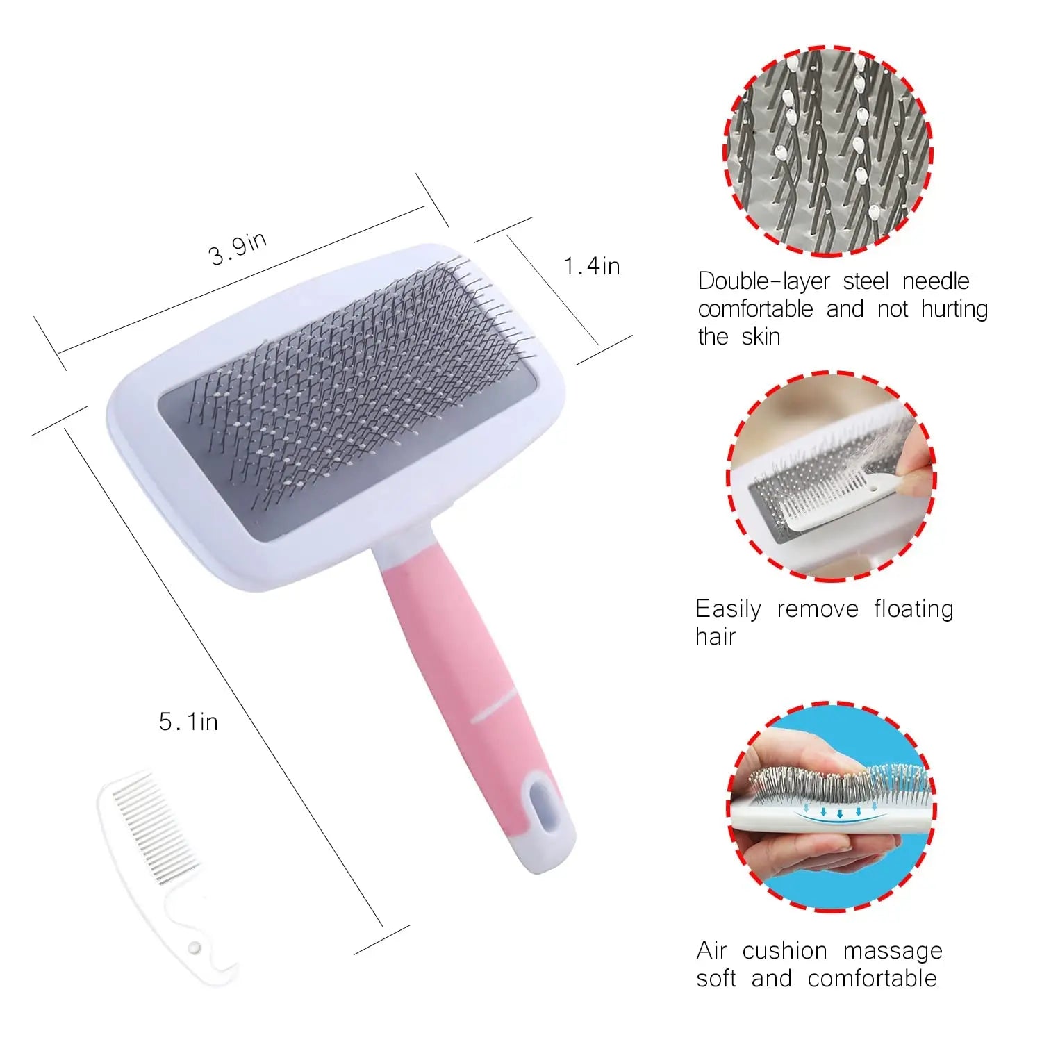 Small Animal Grooming Kit with Slicker Brush, Massage Glove, Comb and Nail Clipper by PetZync