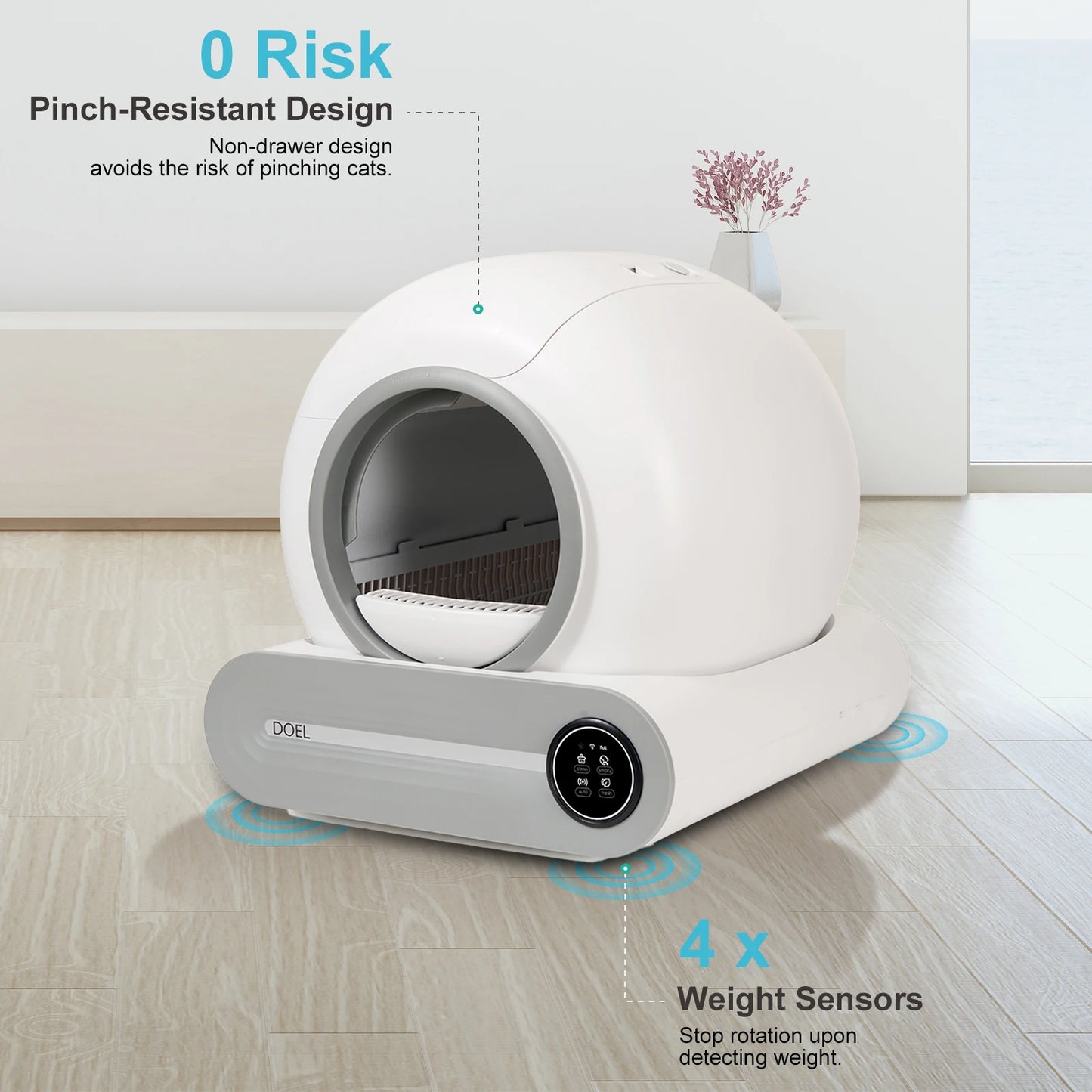 Self-Cleaning Cat Litter Box with App Control, Litter Mat, and Waste Bags by PetZync