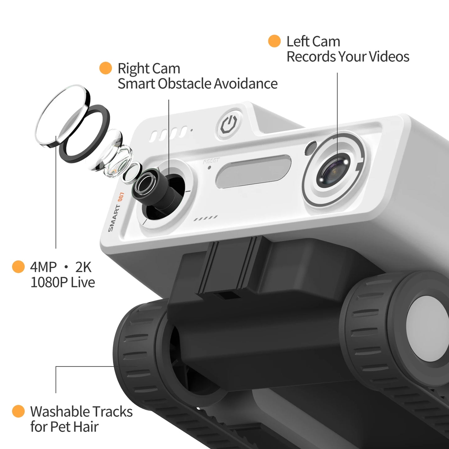 2K Smart Pet Camera Rover with Auto Tracking & Two-Way Talk