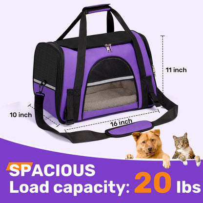 Soft-Sided Foldable Pet Carrier for Cats and Small Dogs up to 20 lbs by PetZync