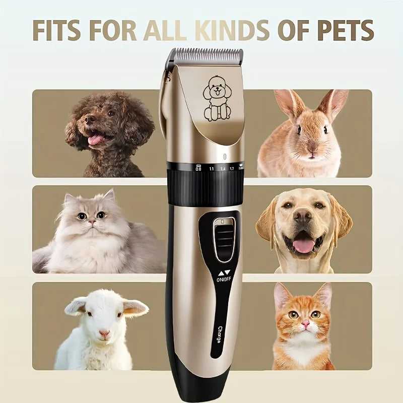 USB Rechargeable Low-Noise Pet Grooming Clipper Kit with Ceramic Blade by PetZync
