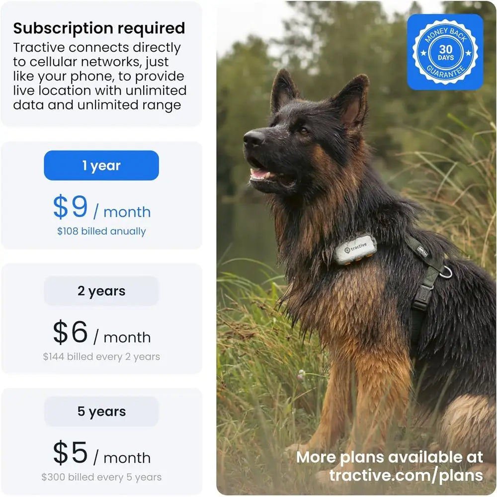 XL Smart GPS Dog Tracker with Virtual Fence, Health Monitoring, and 1-Month Battery by PetZync