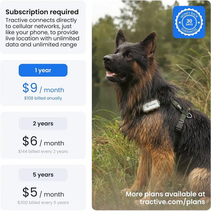 XL Smart GPS Dog Tracker with Virtual Fence, Health Monitoring, and 1-Month Battery by PetZync