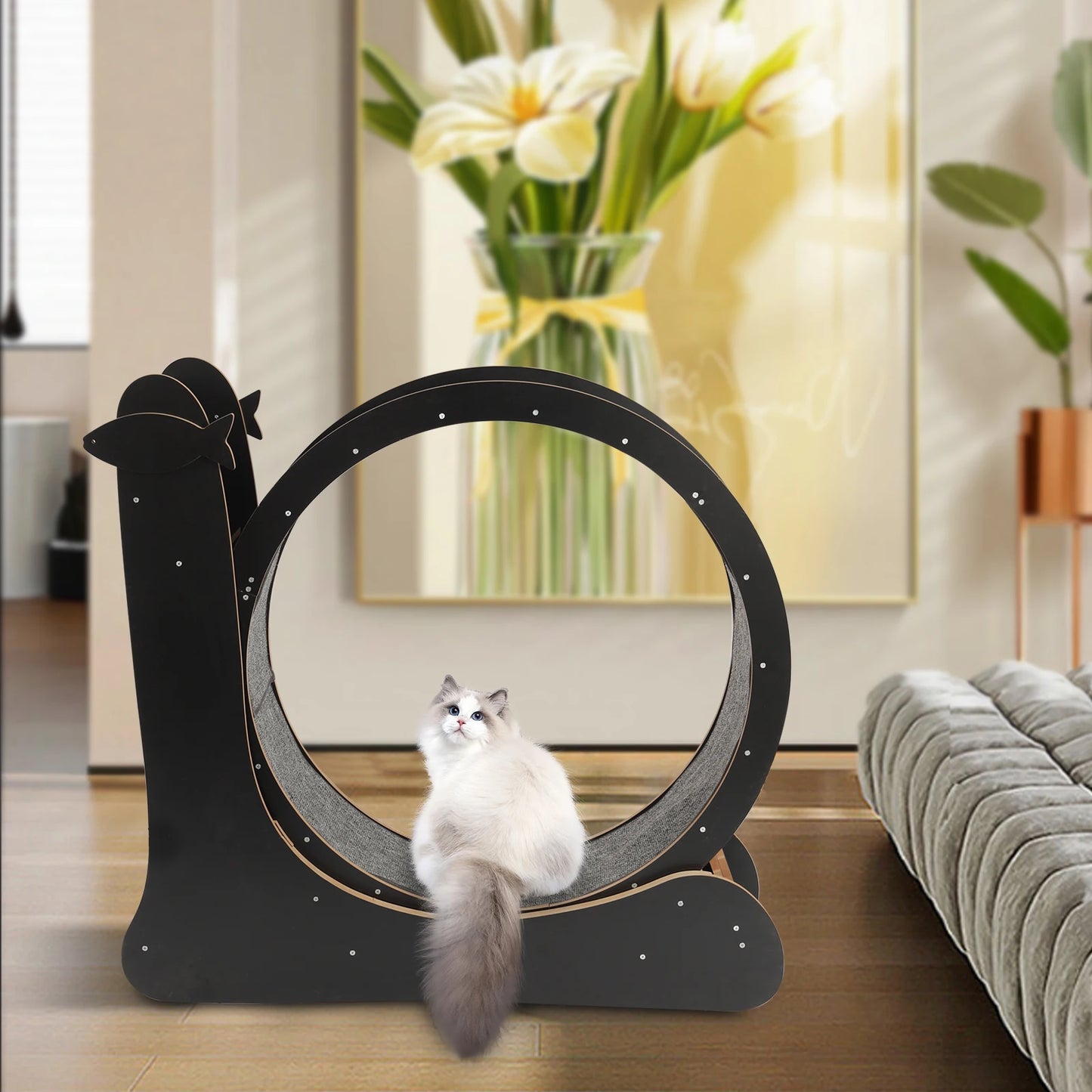 Indoor Cat Exercise Wheel with Carpeted Runway by PetZync