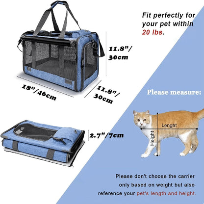 Airline-Approved Foldable Pet Carrier with Privacy Cover for Cats and Small Dogs by PetZync